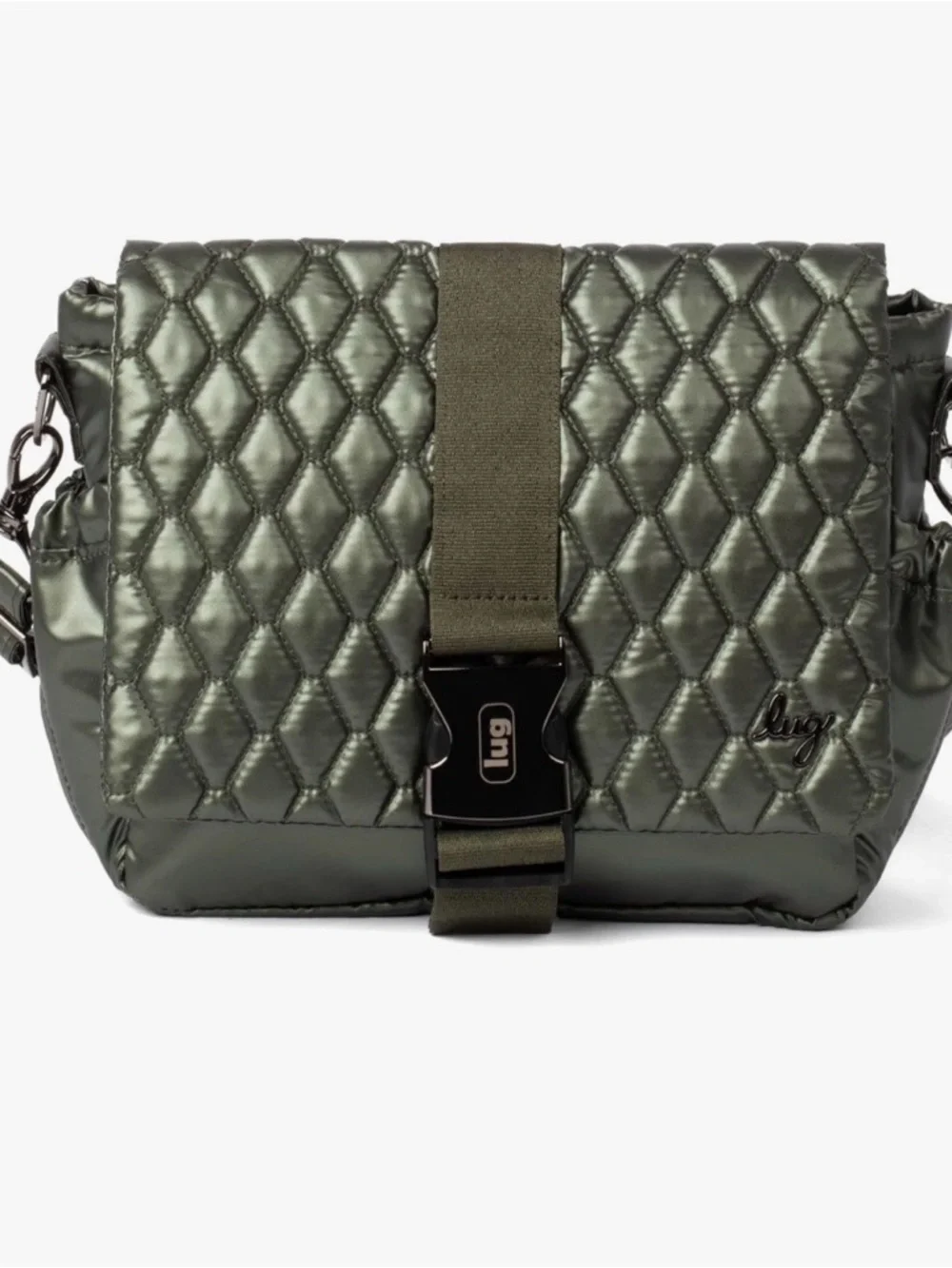 lug Quilted Black Crossbody with Front Buckle